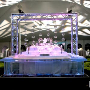 10 Foot Square Ice Bar and Curtain Ice Sculpture Display