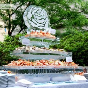 3 Tier Seafood Server with Rose Ice Sculpture