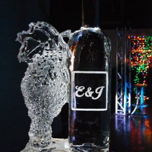 Wine Bottle Monogram Ice Carving - 20” x 40”, 1 Block